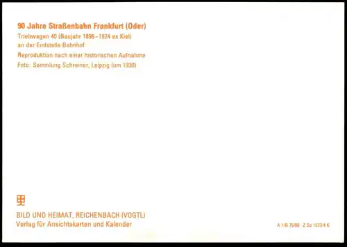 ÄLTERE POSTKARTE FRANKFURT ODER ENDSTELLE BAHNHOF STRASSENBAHN TRIEBWAGEN 40 tram tramway Ansichtskarte postcard cpa AK