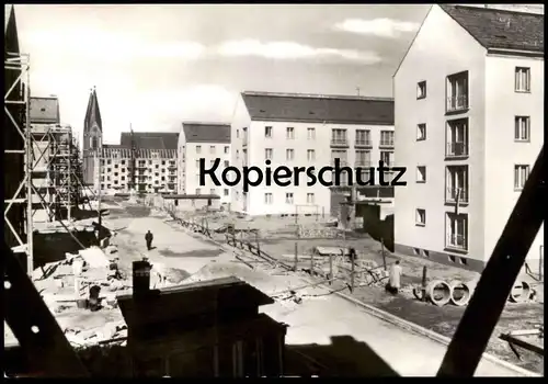 ÄLTERE POSTKARTE FRANKFURT ODER WIEDERAUFBAU DER GROSSEN SCHARRNSTRASSE UM 1958 Ansichtskarte postcard