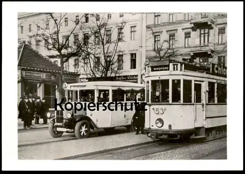 ÄLTERE POSTKARTE FRANKFURT ODER HALTESTELLE WILHEMSPLATZ STRASSENBAHN TRIEBWAGEN 53 OMNIBUS tram tramway Ansichtskarte