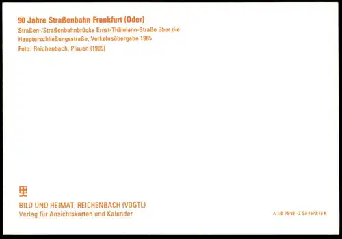 ÄLTERE POSTKARTE FRANKFURT ODER STRASSENBAHNBRÜCKE ERNST-THÄLMANN-STRASSE STRASSENBAHN tram tramway Ansichtskarte AK cpa