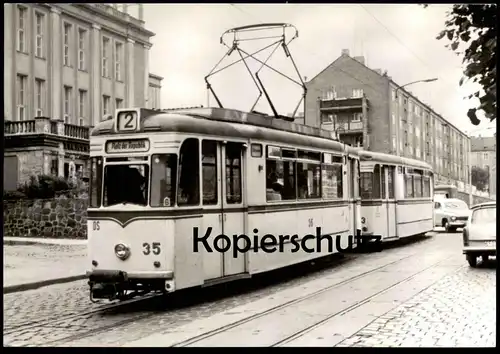 ÄLTERE POSTKARTE FRANKFURT ODER WILHELM-PIECK-STRASSE TRIEBWAGEN 35 BEIWAGEN 113 STRASSENBAHN tram tramway Ansichtskarte