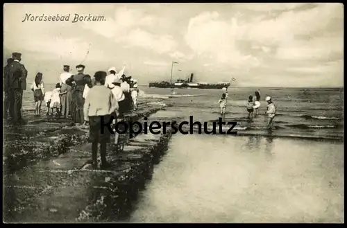 ALTE POSTKARTE NORDSEEBAD BORKUM 1907 MOLE TRACHT DAMPFER steam ship Schiff Ansichtskarte postcard cpa AK