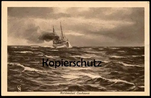 ALTE KÜNSTLER POSTKARTE NORDSEEBAD CUXHAVEN SCHIFF WELLENGANG Dampfer steam ship Ansichtskarte AK postcard cpa