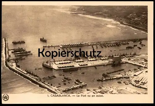 ALTE POSTKARTE CASABLANCA LE PORT VU EN AVION Hafen puerto Schiffe ships Morocco Marokko Ansichtskarte postcard cpa AK