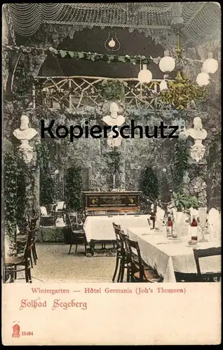 ALTE POSTKARTE SOLBAD SEGEBERG HOTEL GERMANIA JOH'S THOMSEN WINTERGARTEN Ansichtskarte AK cpa postcard Bad