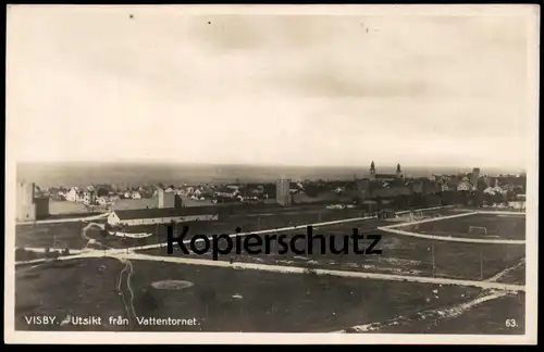 ALTE POSTKARTE VISBY UTSIKT FRAN VATTENTORNET Fussballplatz Fussball Tor soccer Sverige Schweden Sweden postcard cpa AK