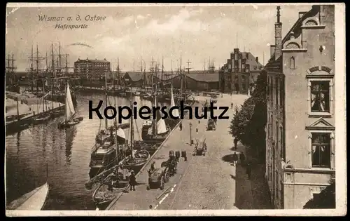 ALTE POSTKARTE WISMAR HAFENPARTIE Hafen harbour Fischerboote fishing boat bateau de peche Ansichtskarte AK postcard cpa