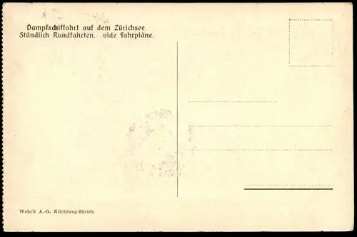 ALTE LITHO POSTKARTE DAMPFSCHIFFAHRT AUF DEM ZÜRICH-SEE Dampfer Helvetia boat Schiff Zürichsee Ansichtskarte AK postcard