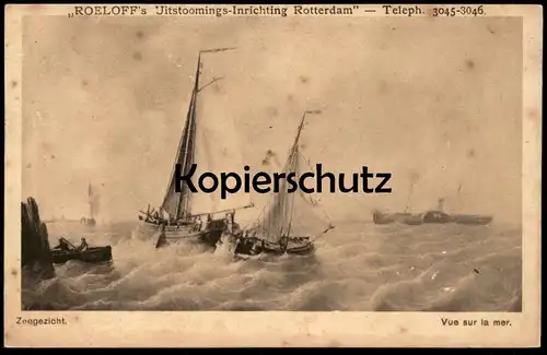 ALTE MARITIME KÜNSTLER POSTKARTE ZEEGEZICHT VUE SUR LA MER ROELOFF' S JITSTOOMINGS INRICHTING ROTTERDAM Ansichtskarte AK