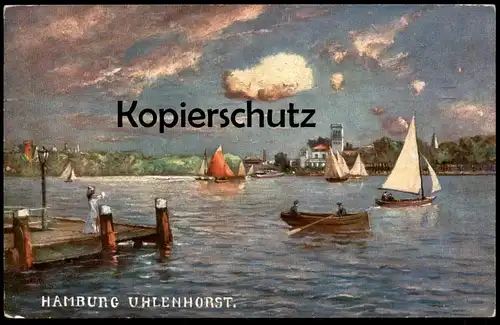 ALTE KÜNSTLER POSTKARTE HAMBURG UHLENHORST THEO STROETER' S STÄDTEANSICHTEN Hafen Fähre Schiff ship Ansichtskarte cpa AK