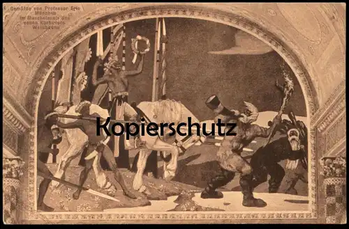 ALTE KÜNSTLER POSTKARTE WIESBADEN GEMÄLDE IM MUSCHELSAALE VON PROFESSOR ERLE MÜNCHEN Ansichtskarte postcard cpa AK
