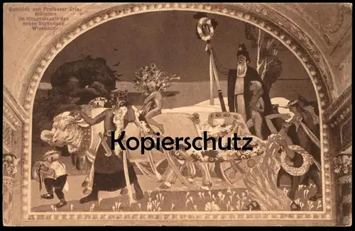 ALTE KÜNSTLER POSTKARTE WIESBADEN GEMÄLDE IM MUSCHELSAALE VON PROFESSOR ERLE MÜNCHEN Ansichtskarte postcard cpa AK