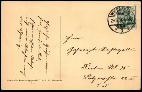 ALTE KÜNSTLER POSTKARTE WIESBADEN GEMÄLDE IM MUSCHELSAALE VON PROFESSOR ERLE MÜNCHEN Ansichtskarte postcard cpa AK