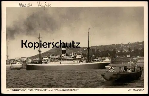 ALTE POSTKARTE KONINKLIJKE NEDERLANDSCHE STOOMBOOT MAATSCHAPPIJ GRIJNSSEN STUYVESANT VAN RENSSELAER AT MADEIRA postcard
