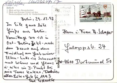 POSTKARTE GRÜSSE AUS BERLIN BLICK AUF DEN ALEXANDERPLATZ BLICK AUF DEN BREITSCHEIDPLATZ Ansichtskarte AK cpa postcard