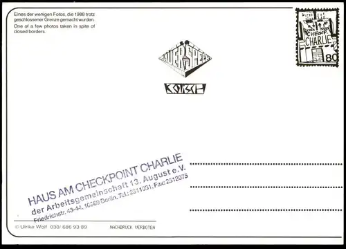 ÄLTERE POSTKARTE BERLIN BERLINER MAUER 1988 LE MUR THE WALL CHECKPOINT CHARLIE Ansichtskarte AK cpa postcard
