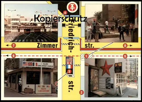 ÄLTERE POSTKARTE BERLIN ZIMMERSTRASSE PETER-FECHTER-GEDENKSTÄTTE GRENZKONTROLLANLAGE BERLINER MAUER THE WALL postcard AK
