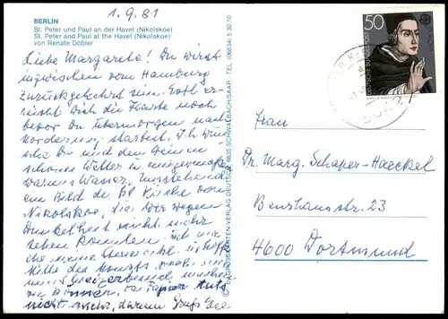 ÄLTERE KÜNSTLER POSTKARTE BERLIN ST. PETER UND PAUL AN DER HAVEL NIKOLSKOE RENATE DÖBLER Ansichtskarte AK cpa postcard