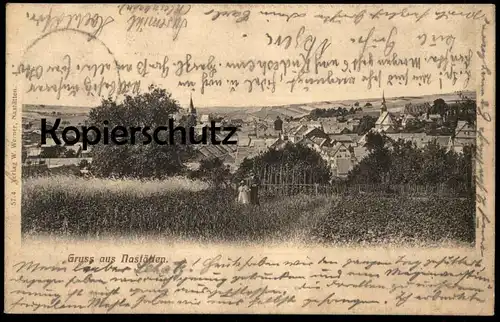 ALTE POSTKARTE GRUSS AUS NASTÄTTEN PANORAMA VATER & TOCHTER MANN KIND Taunus Ansichtskarte cpa postcard AK