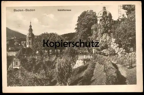 ALTE POSTKARTE BADEN-BADEN SCHLOSSTERRASSE PANORAMA Schloss chateau castle Ansichtskarte postcard cpa AK