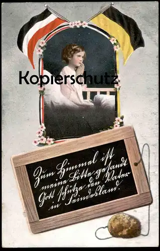 ALTE POSTKARTE KIND IM GEBET 1. WELTKRIEG GOTT SCHÜTZE DEN VATER IN FEINDESLAND PATRIOTIKA Patriotismus Ansichtskarte