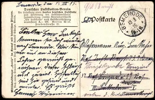 ALTE POSTKARTE LUFTKREUZER HANSA HANS RUDOLF SCHULZE ZEPPELIN Flugzeug Avion warship Doppeldecker double-decker postcard