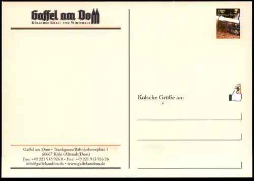 POSTKARTE GAFFEL KÖLSCH BIER PETER BRINGS BAND MUSIK ALKOHOL beer alcohol bière alcool Ansichtskarte postcard cpa AK