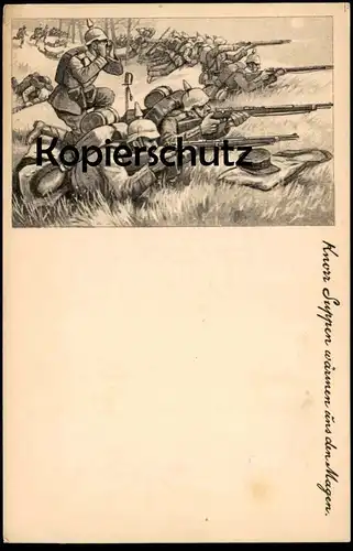 ALTE POSTKARTE SOLDATEN IM GEFECHT 1. WELTKRIEG FELDPOSTKARTE WERBUNG FÜR KNORR SUPPEN WÄRMEN UNS DEN MAGEN cpa postcard