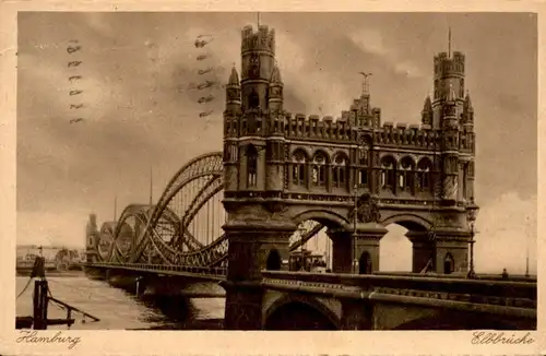 ALTE POSTKARTE HAMBURG ELBBRÜCKE BRÜCKE ELBE bridge pont Ansichtskarte postcard cpa AK