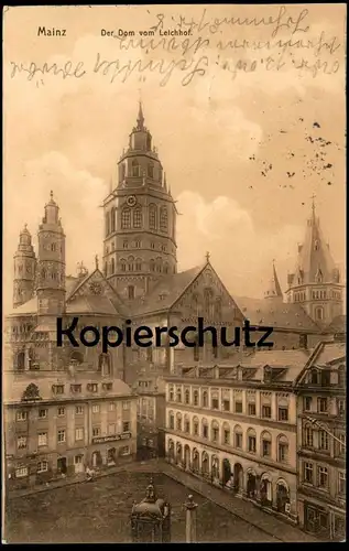 ALTE POSTKARTE MAINZ DER DOM VOM LEICHHOF 1910 PANORAMA Kirche Ansichtskarte postcard cpa AK