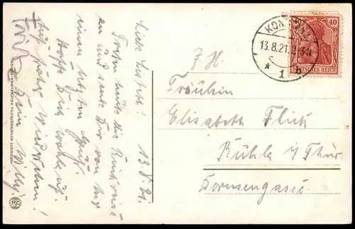 ALTE POSTKARTE KONSTANZ MIT KONZILLIUMSGEBÄUDE 1921 Schiff Ansichtskarte cpa postcard AK