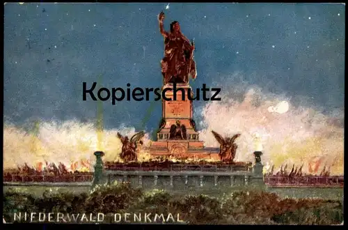 ALTE KÜNSTLER POSTKARTE NATIONAL DENKMAL NIEDERWALD FEST FESTBELEUCHTUNG RÜDESHEIM AM RHEIN NIEDERWALDDENKMAL postcard