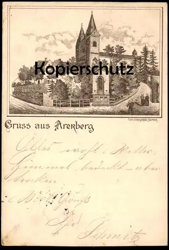 ALTE LITHO POSTKARTE GRUSS AUS ARENBERG 1900 KOBLENZ Vorläufer ? Gebr. Schlegtendal Barmen Ansichtskarte AK postcard cpa