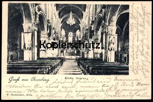 ALTE POSTKARTE GRUSS AUS ARENBERG KIRCHE INNERES 1899 KOBLENZ church église Ansichtskarte AK postcard cpa