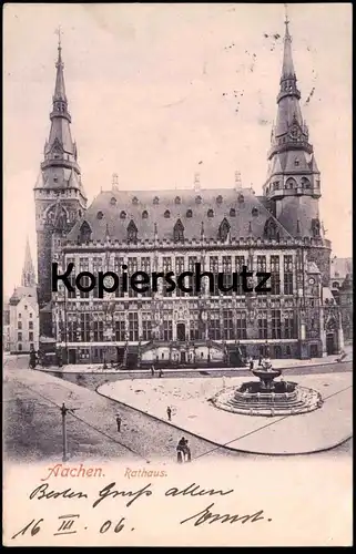 ALTE POSTKARTE AACHEN RATHAUS 1906 PANORAMA Aix-la-Chapelle Ansichtskarte cpa postcard AK