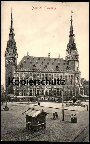 ALTE POSTKARTE AACHEN RATHAUS 1909 PANORAMA Aix-la-Chapelle Ansichtskarte cpa postcard AK