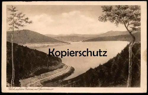 ALTE POSTKARTE BLICK AUF DEN EDERSEE UND SPERRMAUER Talsperre Waldeck barrage water dam Ansichtskarte cpa postcard AK