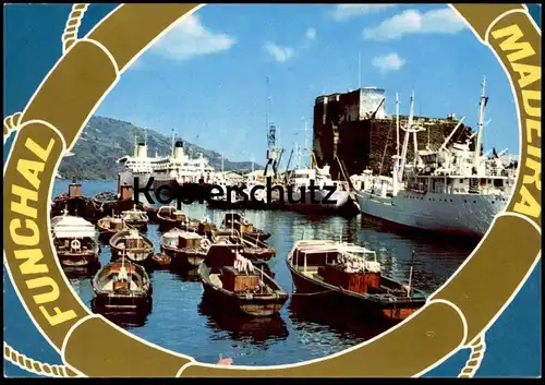 ÄLTERE POSTKARTE FUNCHAL MADEIRA PORTO HAVEN Hafen harbour port Segelschiff cargo ship Ansichtskarte postcard AK