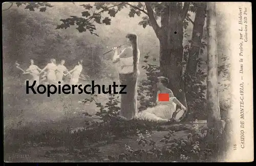 ALTE KÜNSTLER POSTKARTE DANS LA PRAIRIE CASINO DE MONTE CARLO Frau femme seins nus nude breast woman nudity cpa postcard