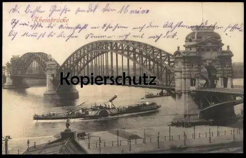 ALTE POSTKARTE KÖLN RHEINBRÜCKE DAMPFER SÜDBRÜCKE Schornstein steam ship steamer Brücke bridge postcard Ansichtskarte AK