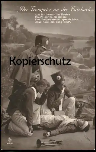 ALTE POSTKARTE DER TROMPETER AN DER KATZBACH SCHLESIEN SCHLACHT KRIEG Trompete trumpet Soldat Ansichtskarte postcard cpa