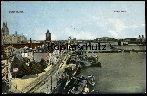 ALTE POSTKARTE KÖLN RHEINWERFT BEHELFSBRÜCKE Frachtschiff Dampfer Schiff cargo ship Ansichtskarte AK cpa postcard