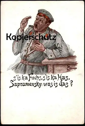 ALTE POSTKARTE SOLDAT WANZE HUMOR S'IS KA FUCHS, S'IS KA HAS SAPRAMENSKY WAS IS DAS O. SCHMIEDGEN bug punaise postcard