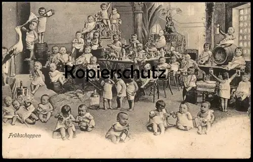 ALTE POSTKARTE KINDER & ALKOHOL BABY BABIES HUMOR FRÜHSCHOPPEN alcohol children enfants bébé alcool Bier beer postcard