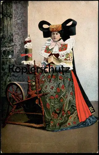 ALTE POSTKARTE VOLKSTRACHTEN AUS SCHAUMBURG-LIPPE UND UMGEGEND Umgebung Spinnrad spinnen rouet spinning wheel Tracht cpa