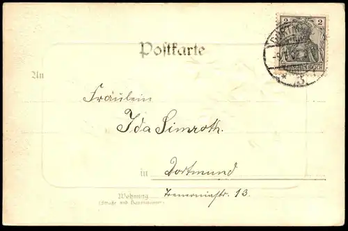 ALTE PRÄGE POSTKARTE HERZLICHEN GLÜCKWUNSCH ZUM GEBURTSTAGE KLEEBLATT HUFEISEN horseshoe shamrock 1902 Ansichtskarte AK