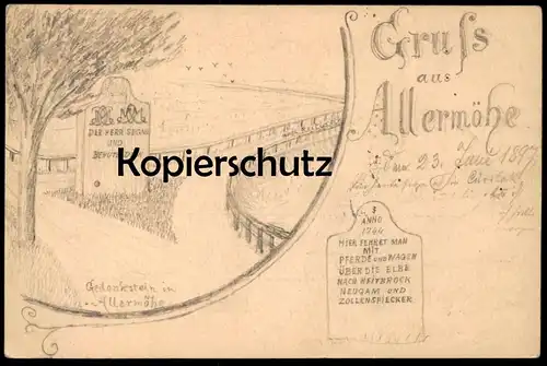 ALTE POSTKARTE ALLERMÖHE HAMBURG HIER FEHRET MAN NACH REITBROOK NEUENGAMME ZOLLENSPIECKER GANZSACHE 1897 Ansichtskarte
