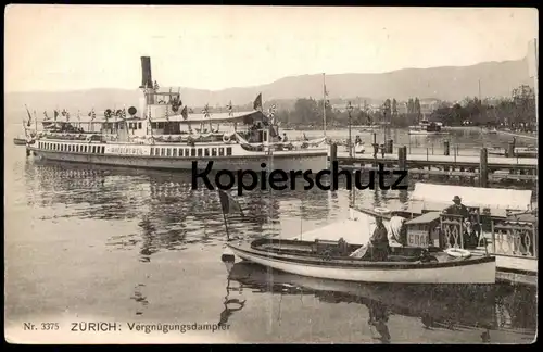 ALTE POSTKARTE ZÜRICH VERGNÜGUNGSDAMPFER WAEDENSWEIL FISCHERBOOT Boot Dampfer Schiff ship Zürichsee postcard cpa AK