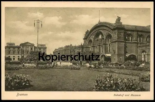 ALTE POSTKARTE BREMEN BAHNHOF UND MUSEUM gare station Ansichtskarte cpa postcard AK