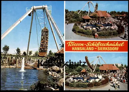 ÄLTERE POSTKARTE HANSALAND SIERKSDORF SCHIFFSSCHAUKEL VERGNÜGUNGSPARK fair swingboat bateau-balancoire Schiffschaukel